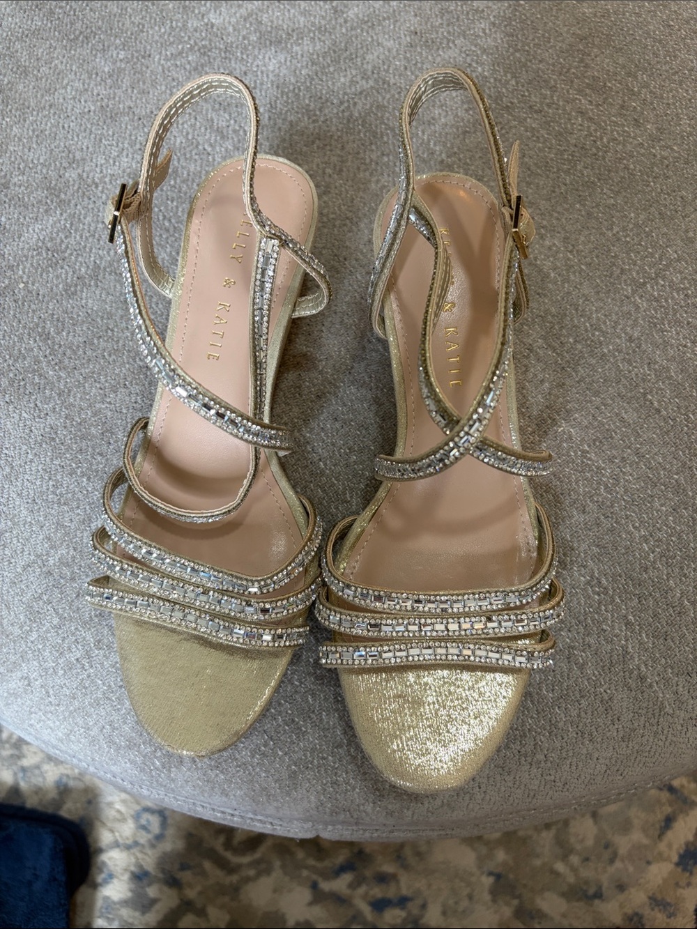 Kelly & Katie Shimmer Sand Wedge Sandals in Platino Gold